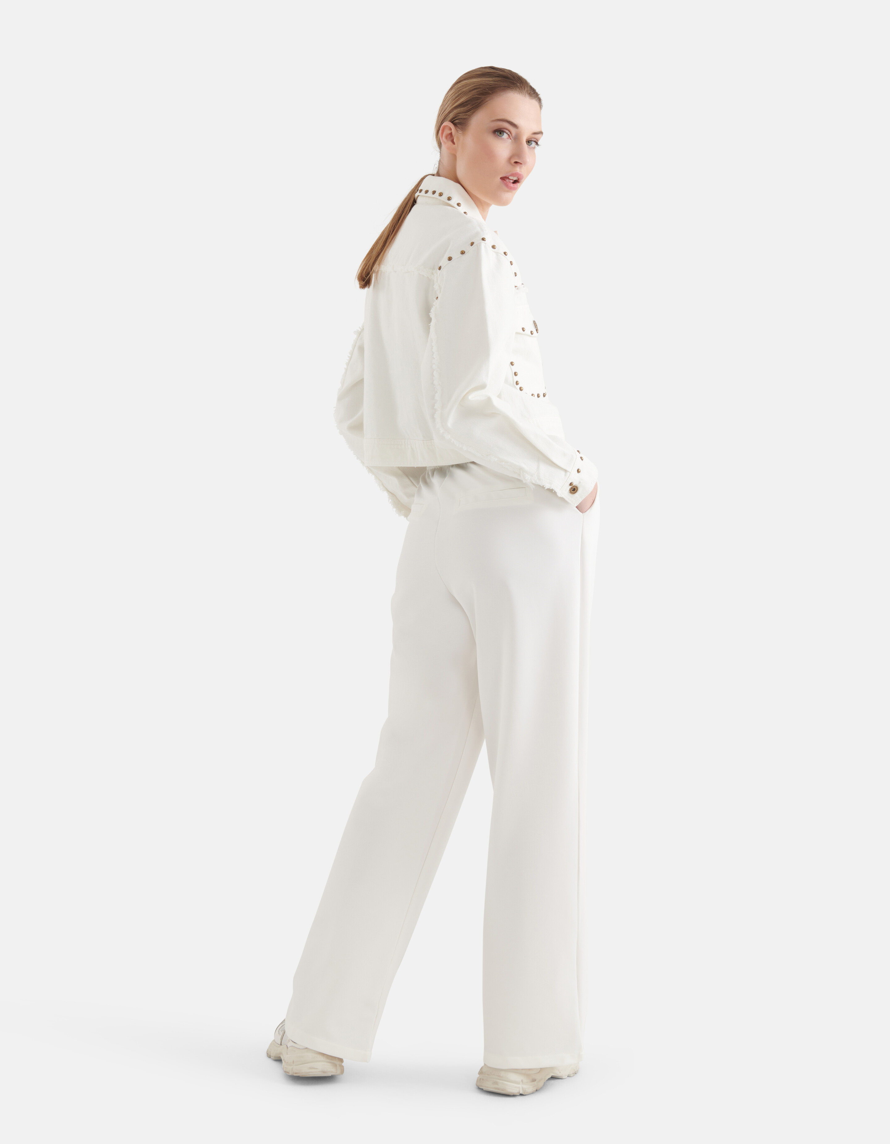 Basis Wide Leg Broek Gebroken Wit SHOEBY WOMEN