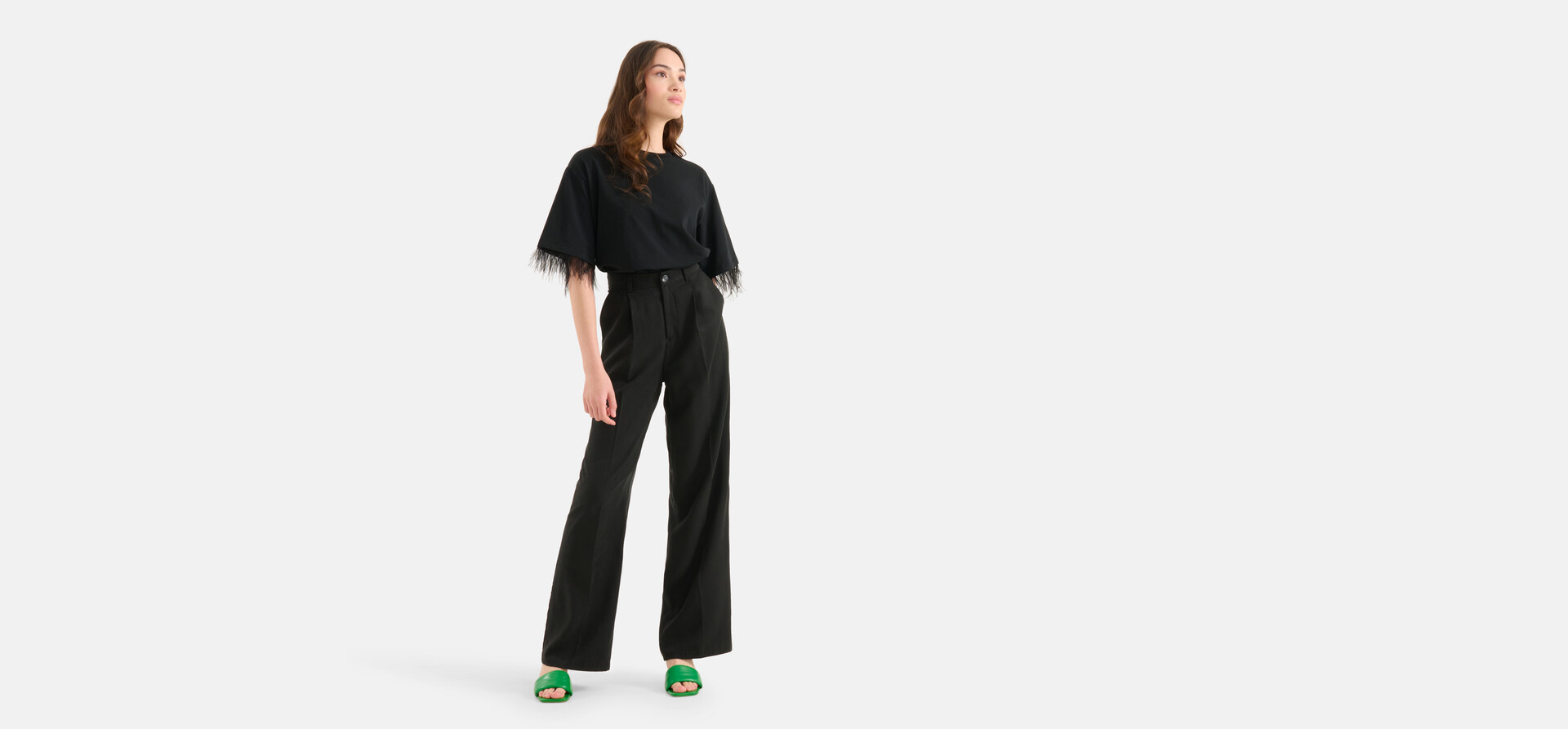 Wide Leg Broek Zwart SHOEBY WOMEN