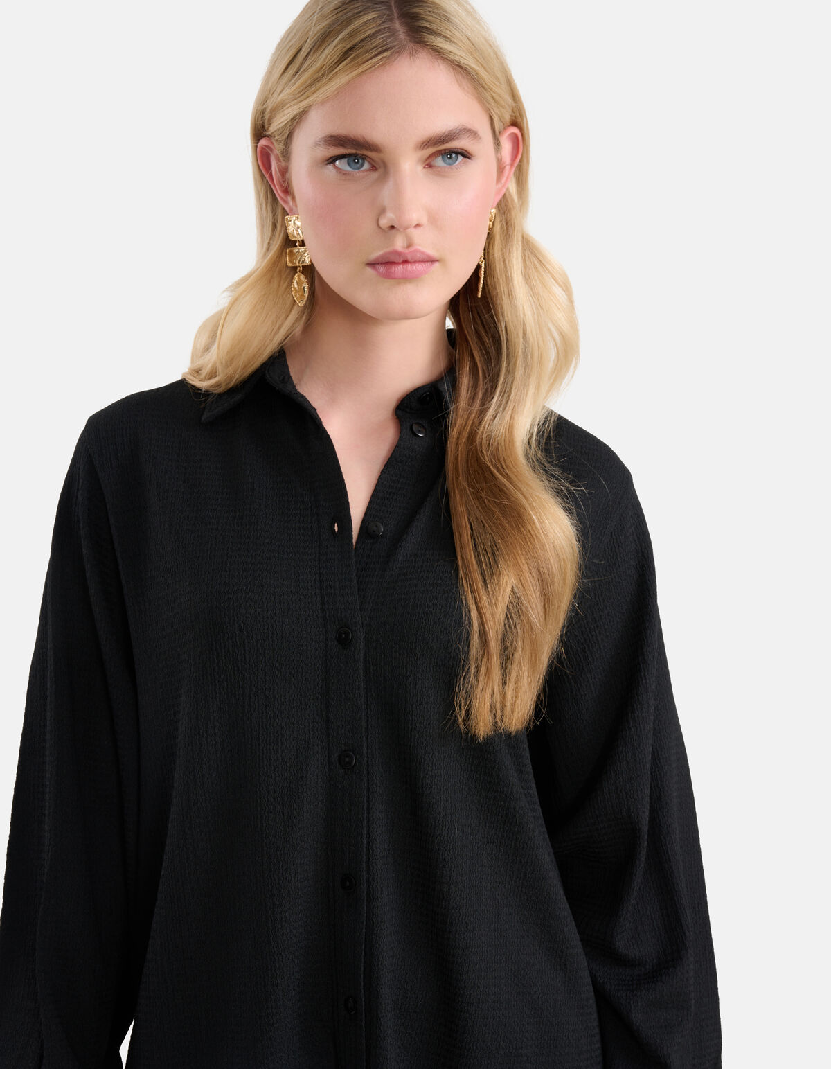 Crinkle Blouse Zwart SHOEBY WOMEN