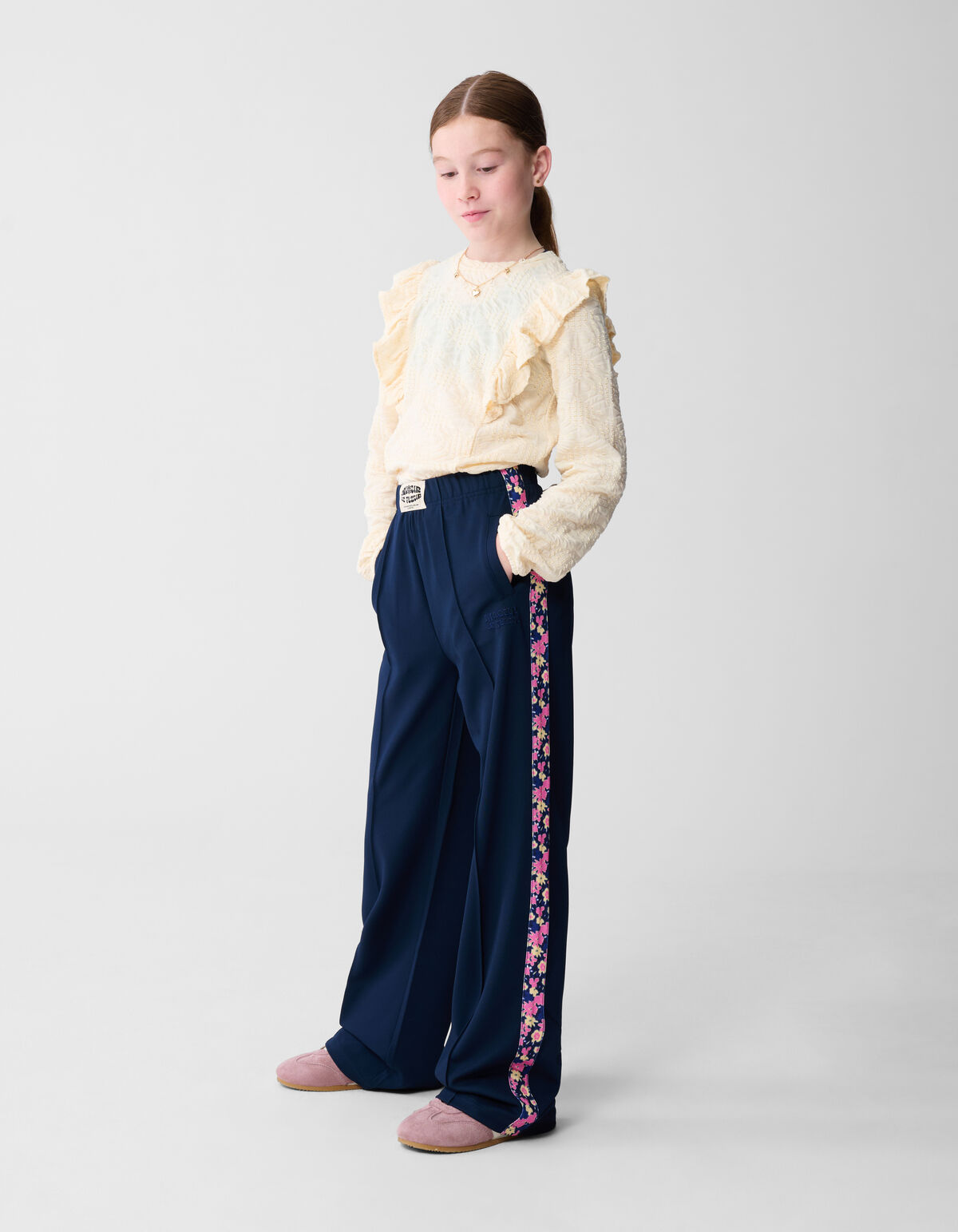 Flower Wide Leg Broek Donkerblauw SHOEBY GIRLS