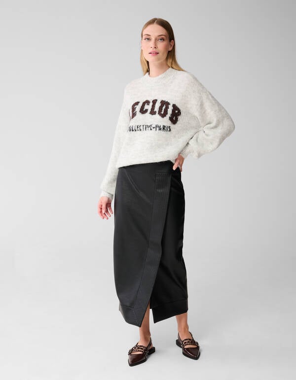 Vegan Leren Overlap Rok Zwart SHOEBY WOMEN
