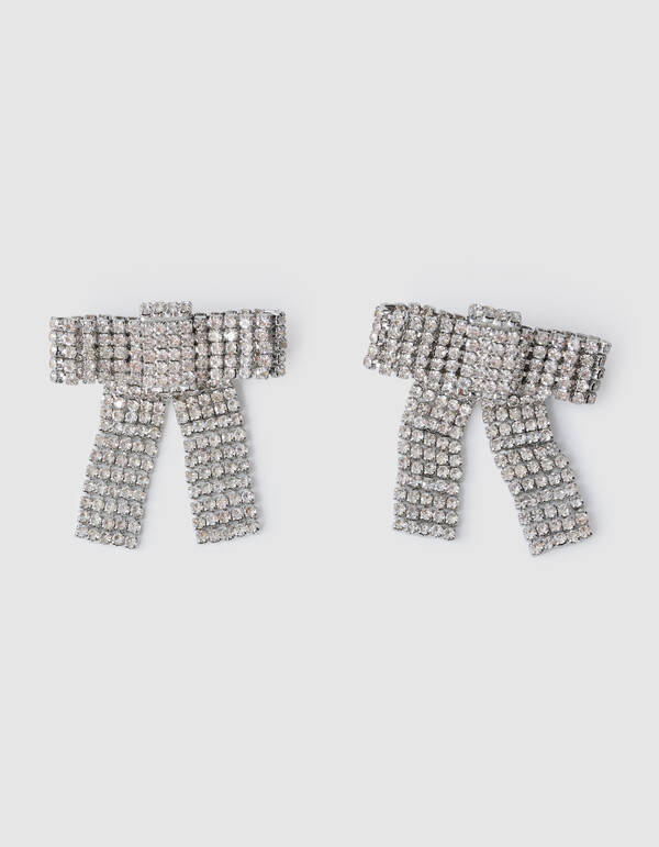 Strik Strass Oorbellen Zilver SHOEBY ACCESSOIRES