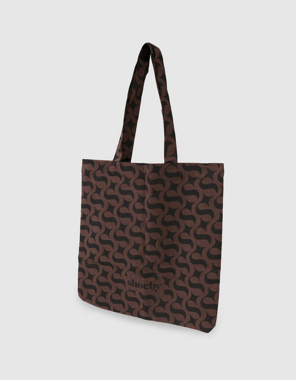 Shoeby Logo Shopper Zwart/Bruin SHOEBY ACCESSOIRES