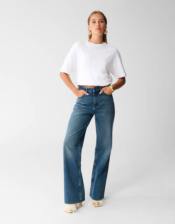 Wide Leg Fit Jeans Donkerblauw SHOEBY WOMEN