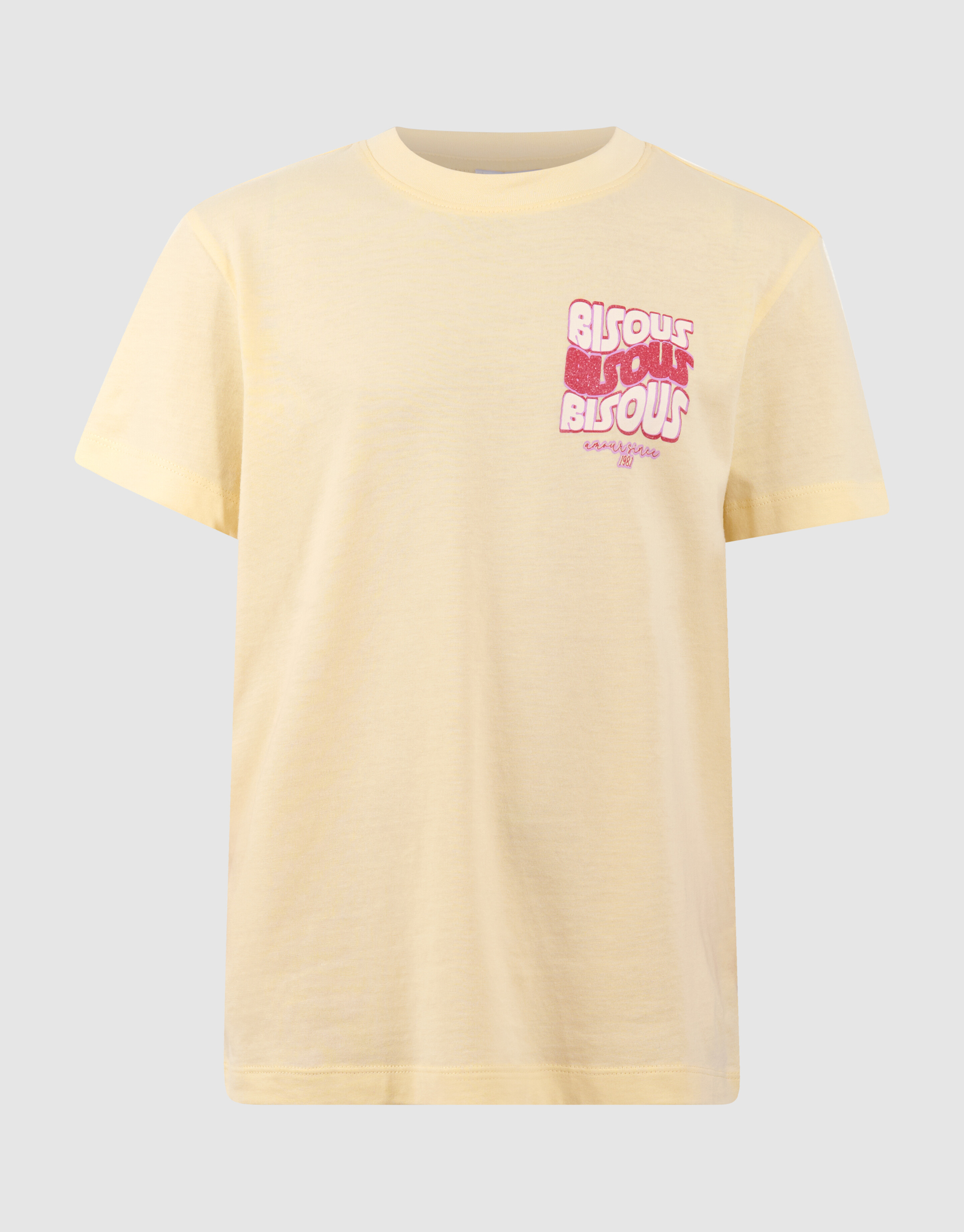 Bisous Glitter Artwork T-shirt Lichtgeel SHOEBY GIRLS