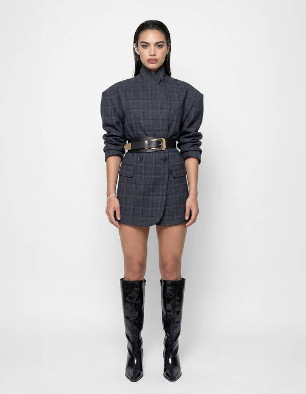 Check Blazer Jurk Donkergrijs SHOEBY WOMEN