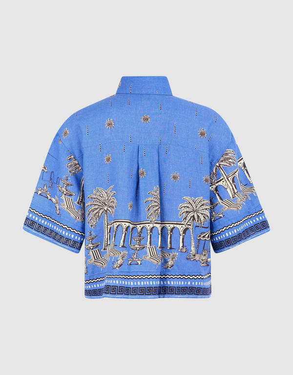 Palm Print Blouse Blauw SHOEBY WOMEN