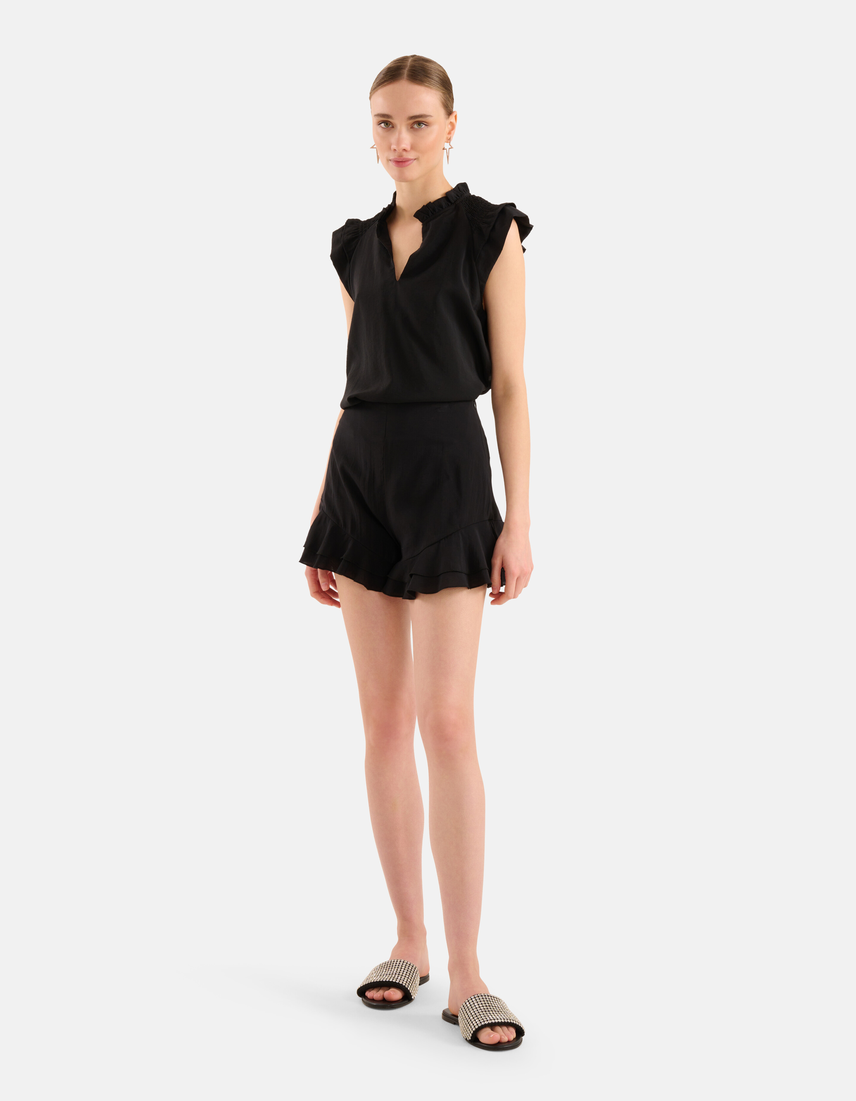 Ruffle Top Zwart SHOEBY WOMEN