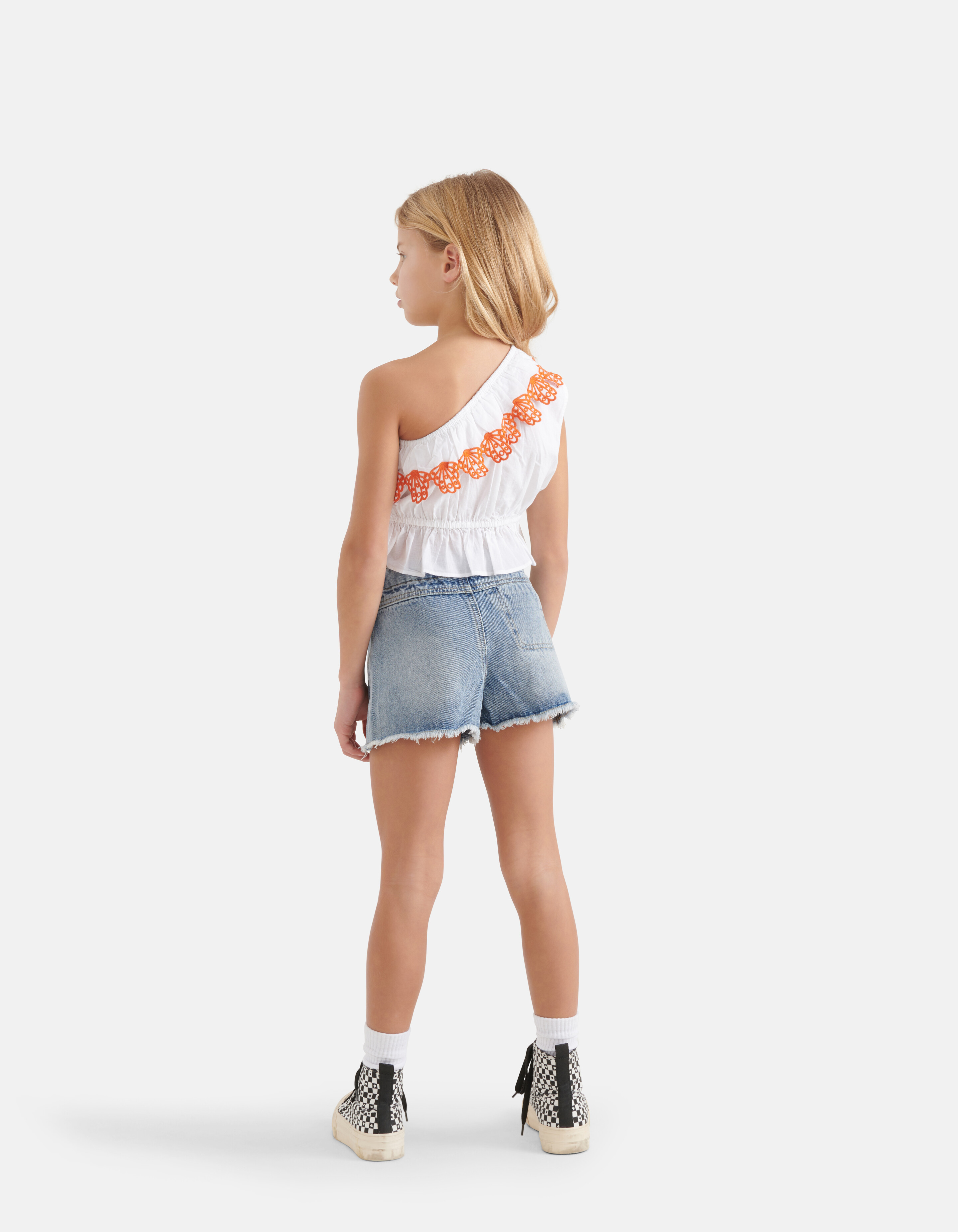 Embroidery Crop Top Wit SHOEBY GIRLS