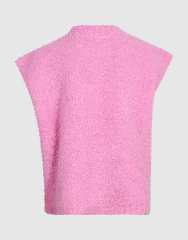 Teddy Gebreid Gilet Roze SHOEBY GIRLS