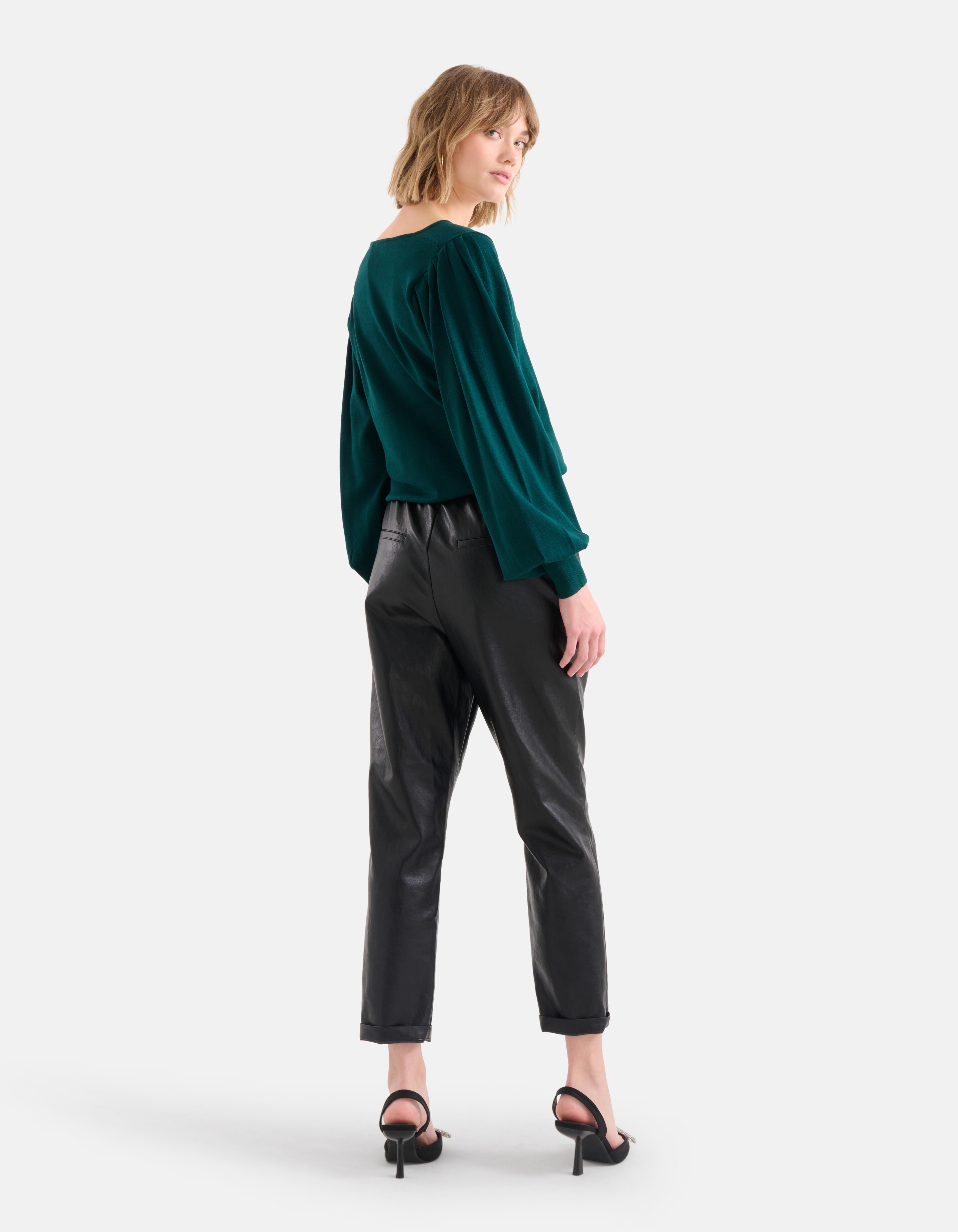 Gebreide V-hals Trui Donkergroen SHOEBY WOMEN