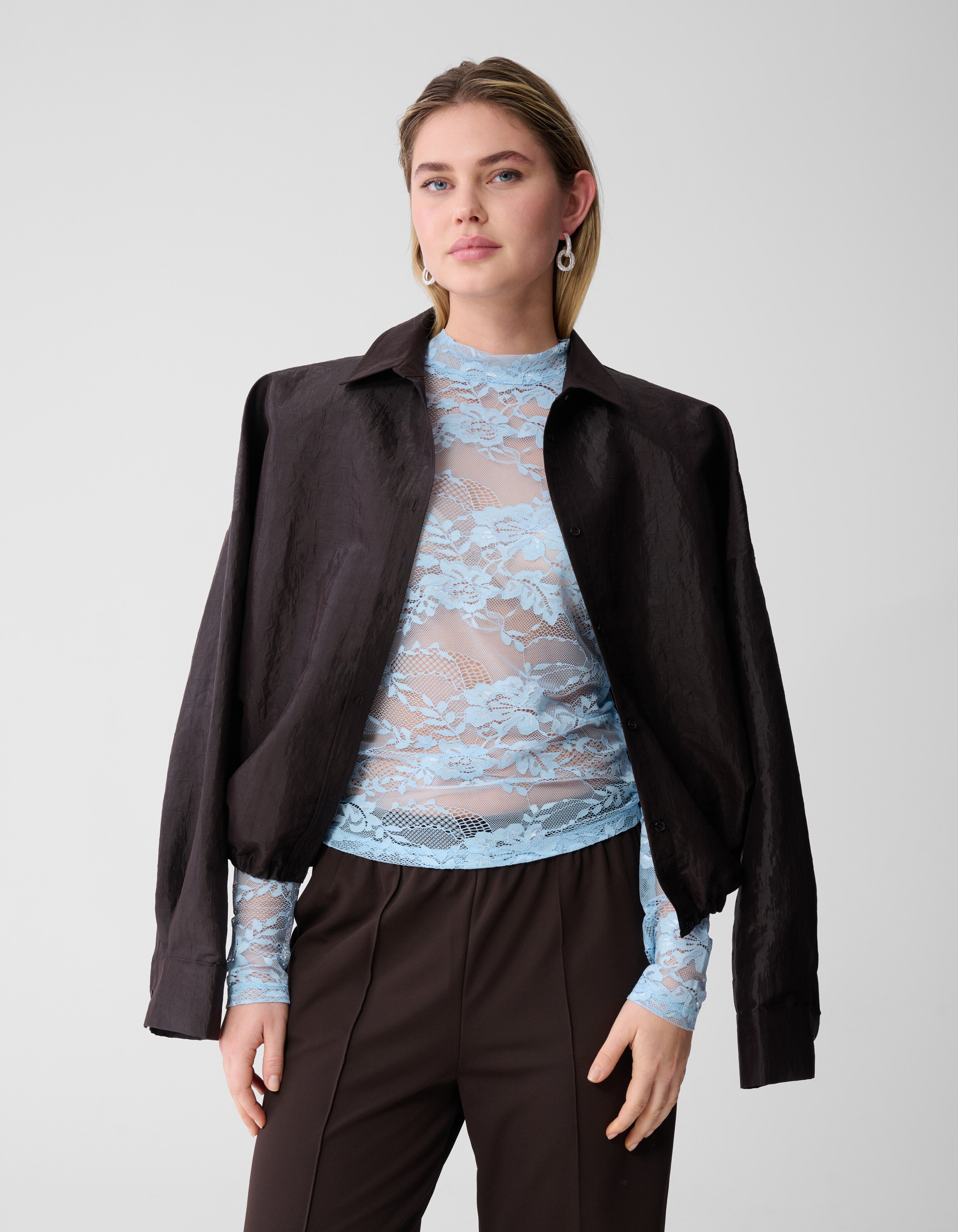 Flower Kanten Top Lichtblauw SHOEBY WOMEN