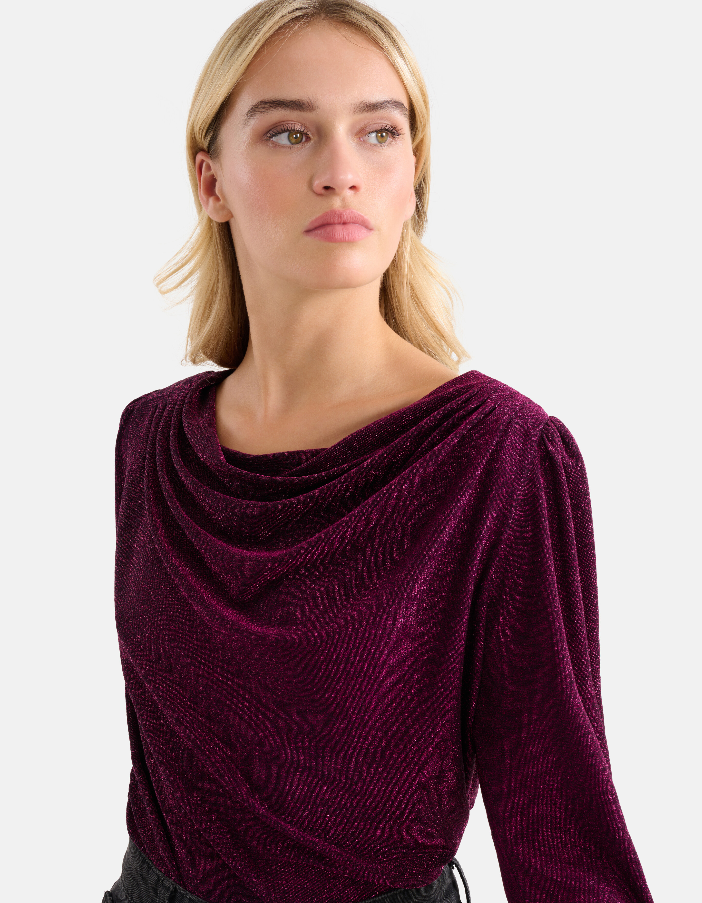 Gedrapeerde Glitter Top Paars SHOEBY WOMEN