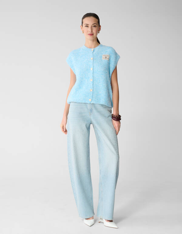 Hairy Button Gilet Lichtblauw SHOEBY WOMEN