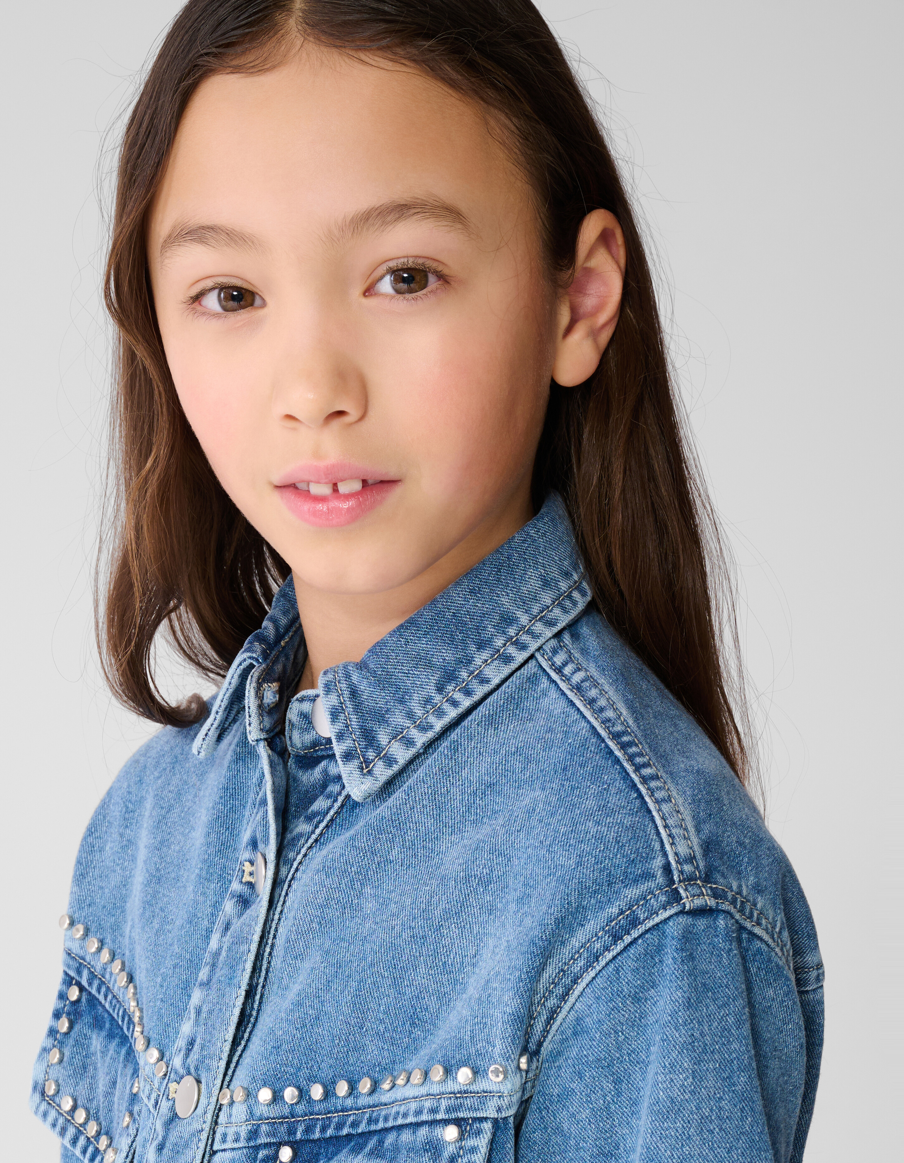 Denim Studs Blouse Blauw SHOEBY GIRLS