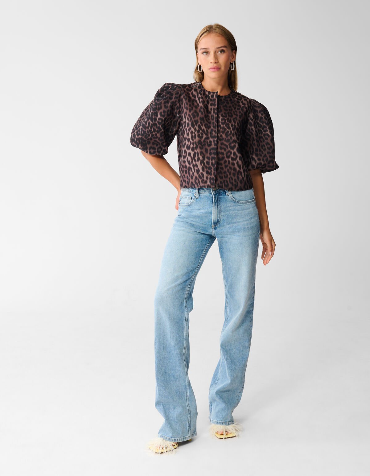 Puff Leopard Blouse Donkerbruin SHOEBY WOMEN