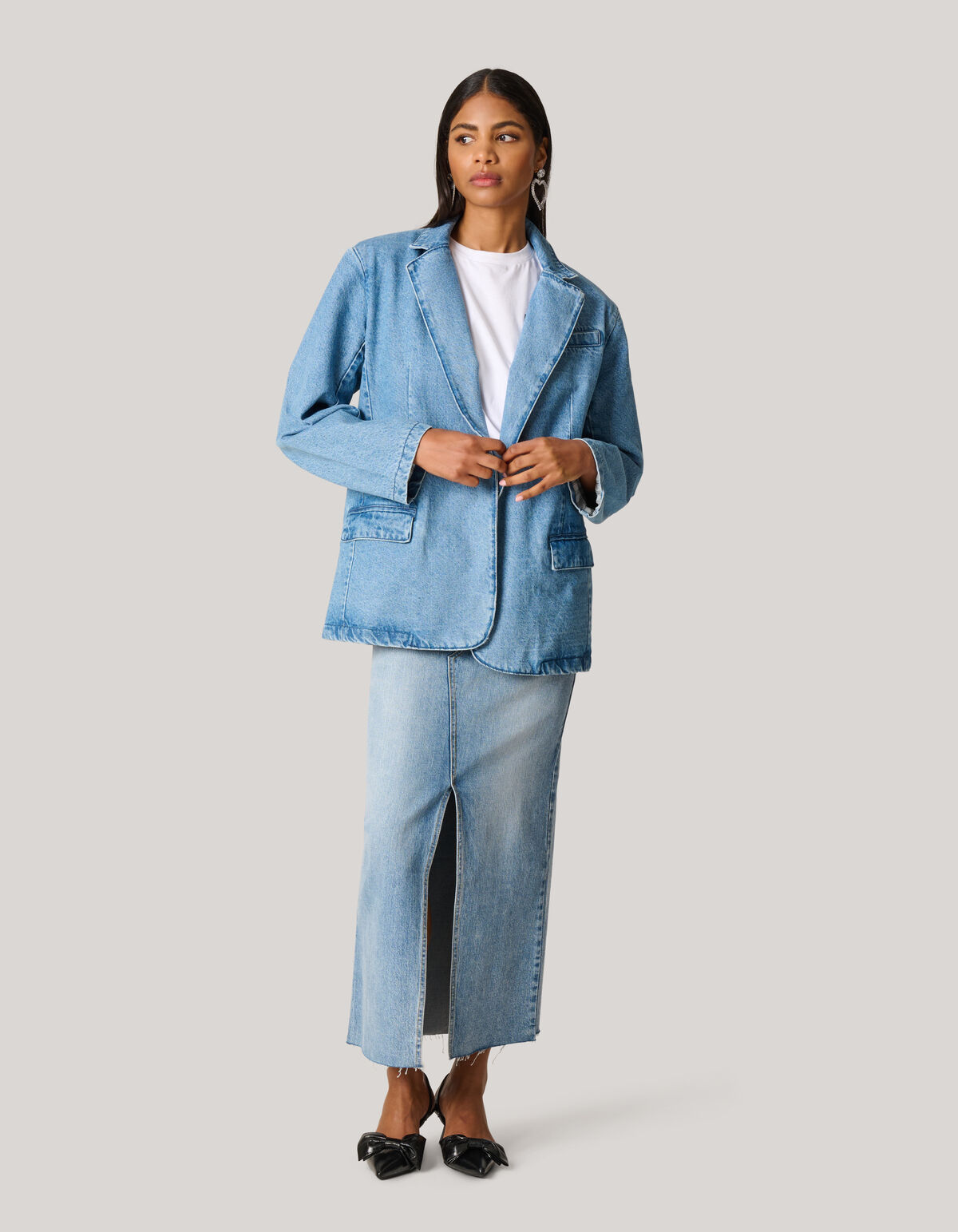 Oversized Denim Blazer Bleached SHOEBY WOMEN