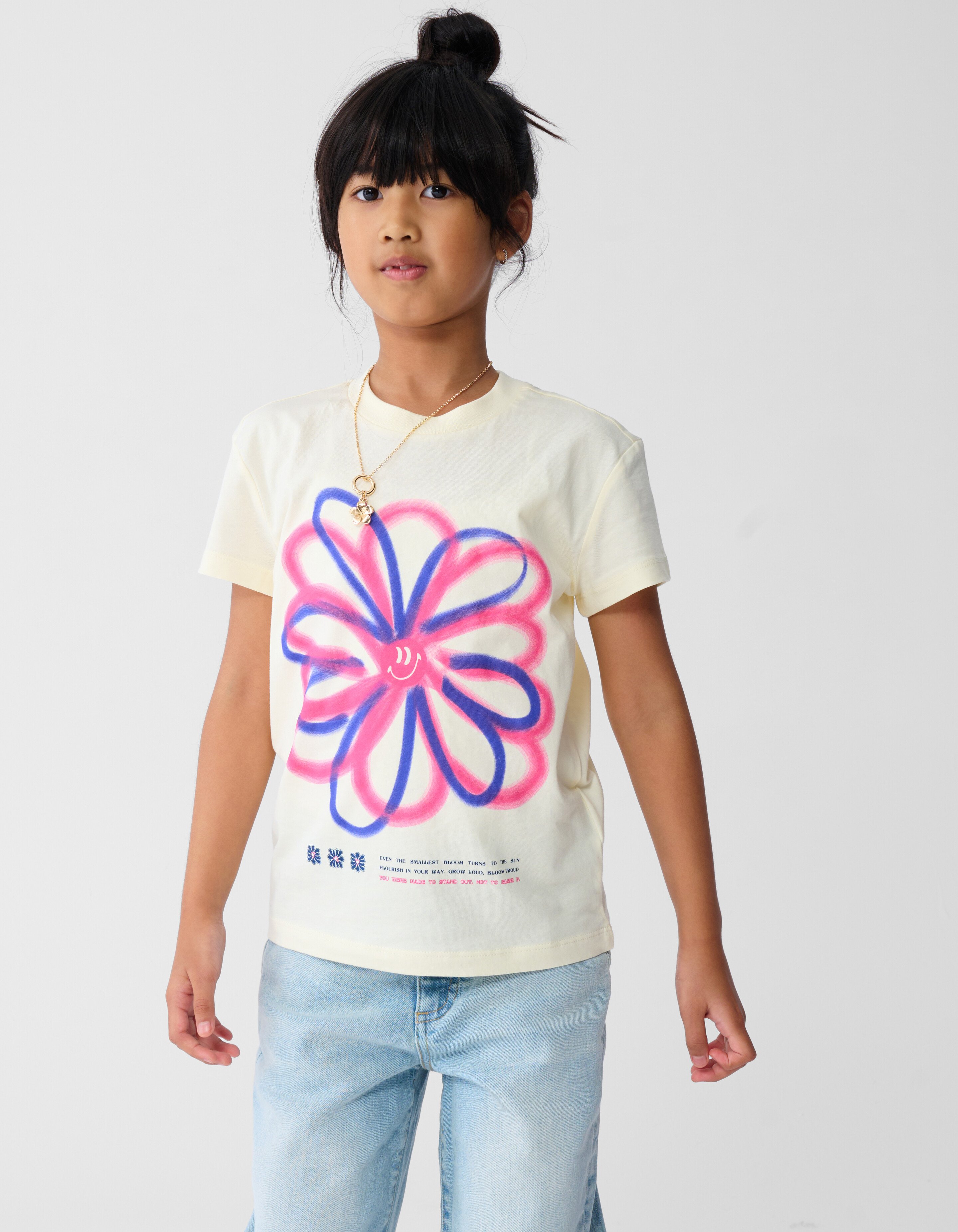 Flower Artwork T-shirt Lichtgeel SHOEBY GIRLS