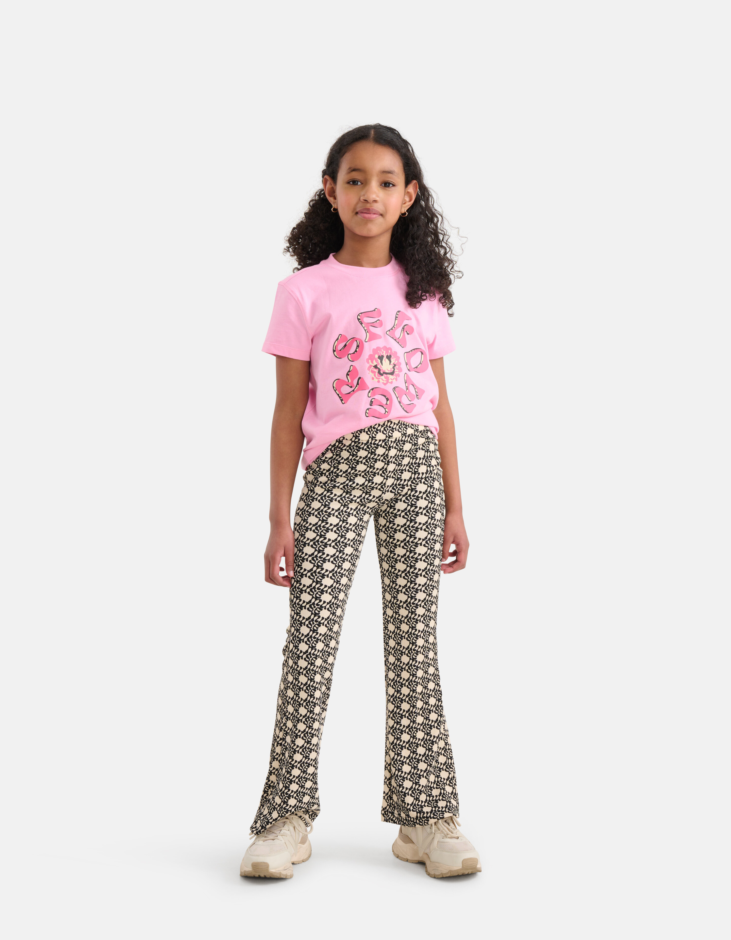 Printed Rib Flared Legging Gebroken Wit SHOEBY GIRLS