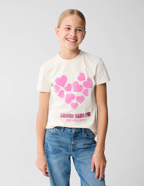 Heart Artwork T-shirt Gebroken Wit SHOEBY GIRLS
