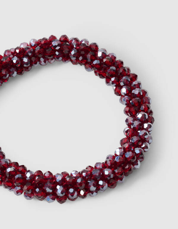 Beaded Haarelastiek Donkerrood SHOEBY ACCESSOIRES