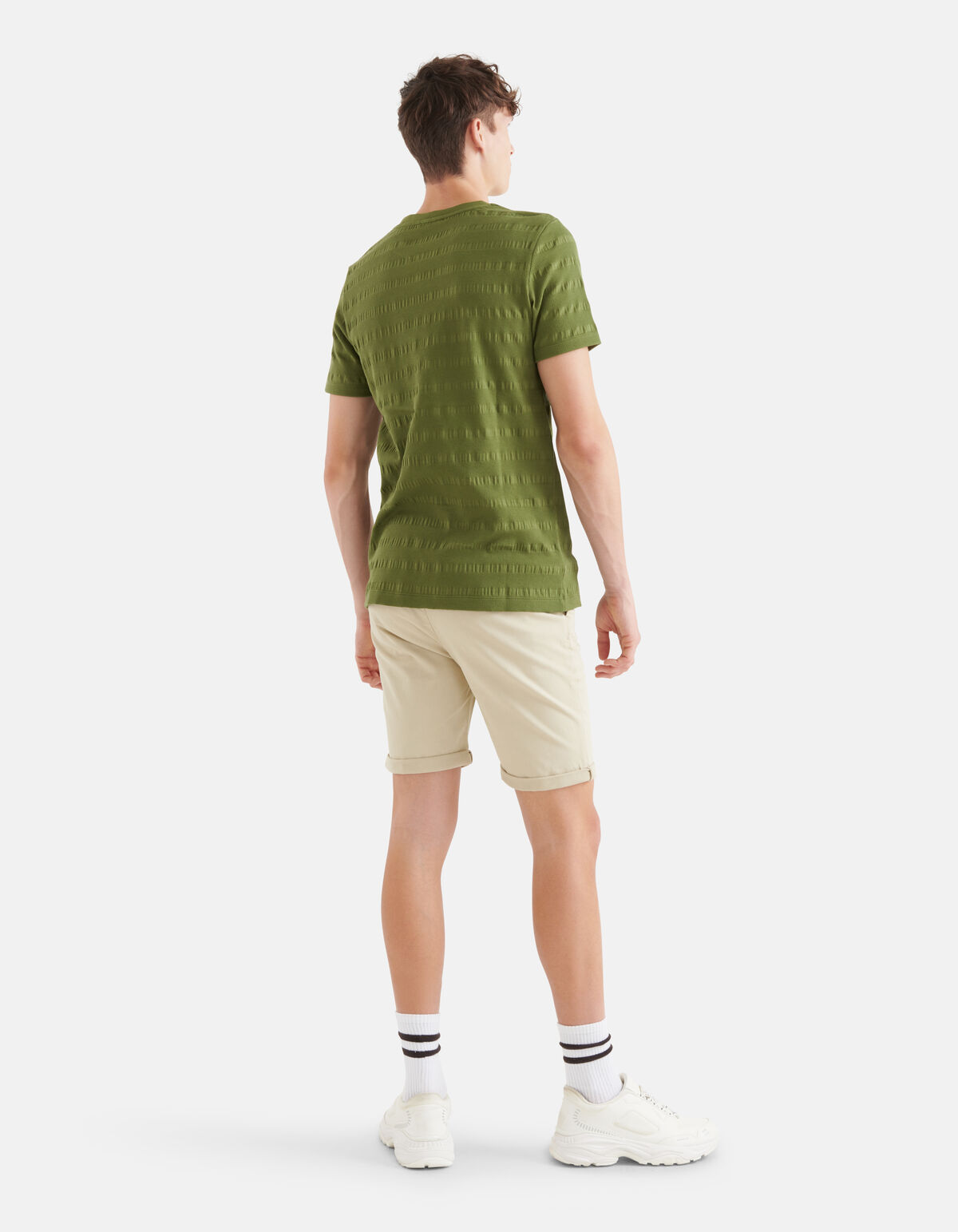 Crinkle T-shirt Donkergroen SHOEBY MEN