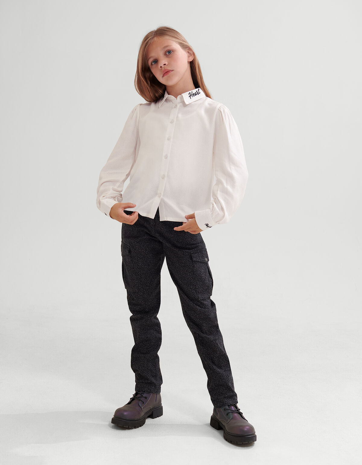 Leopard Print Cargo Broek Donkergrijs SHOEBY GIRLS