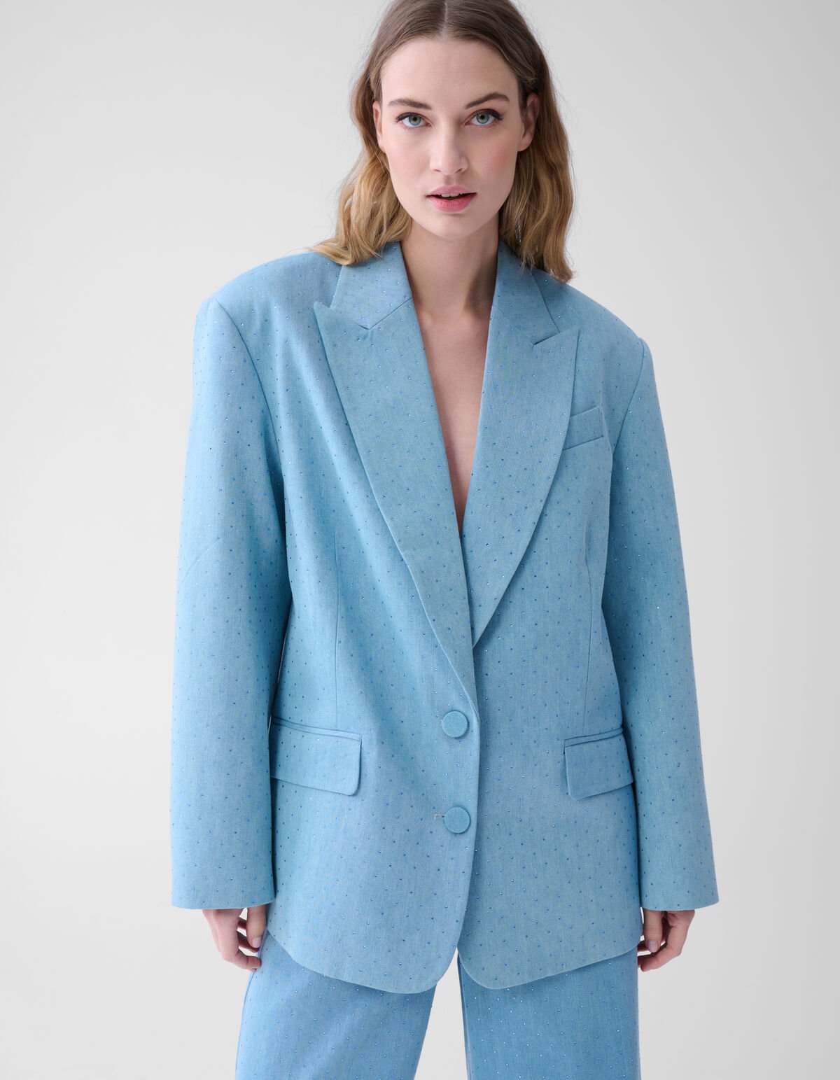 Strass Denim Blazer Blauw SHOEBY WOMEN