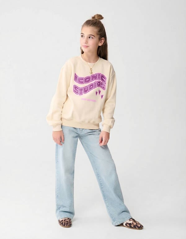 Strass Wide Leg Fit Jeans Bleached SHOEBY GIRLS