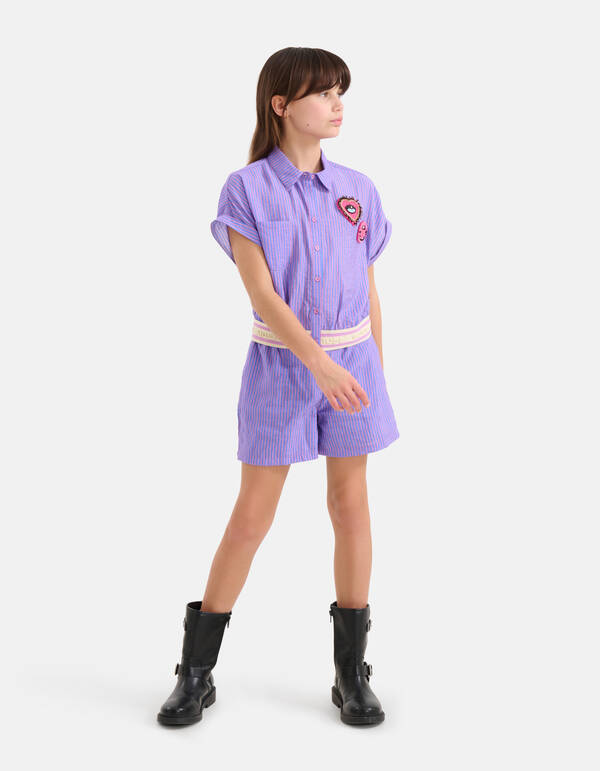 Poplin Pinstripe Short Paars SHOEBY GIRLS