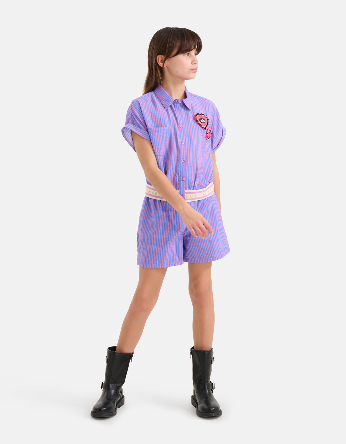 Poplin Pinstripe Short Paars SHOEBY GIRLS