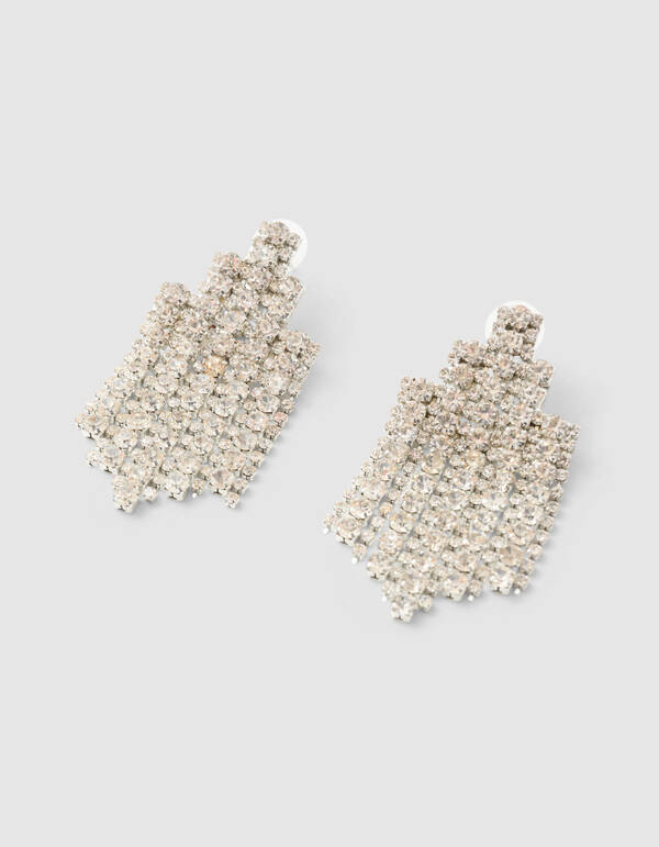 Big Strass Oorbellen Zilver SHOEBY ACCESSOIRES