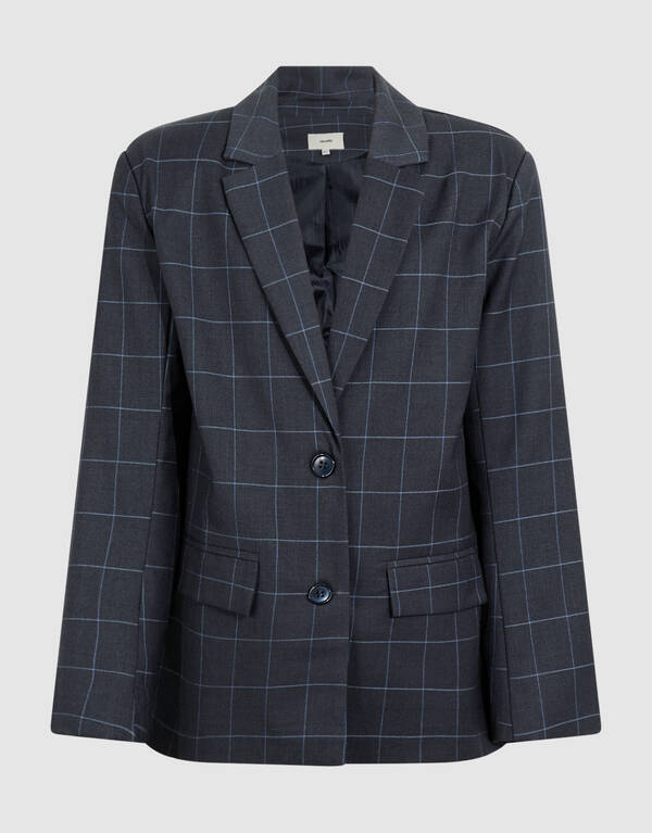 Relaxed Fit Ruiten Blazer Donkergrijs SHOEBY GIRLS