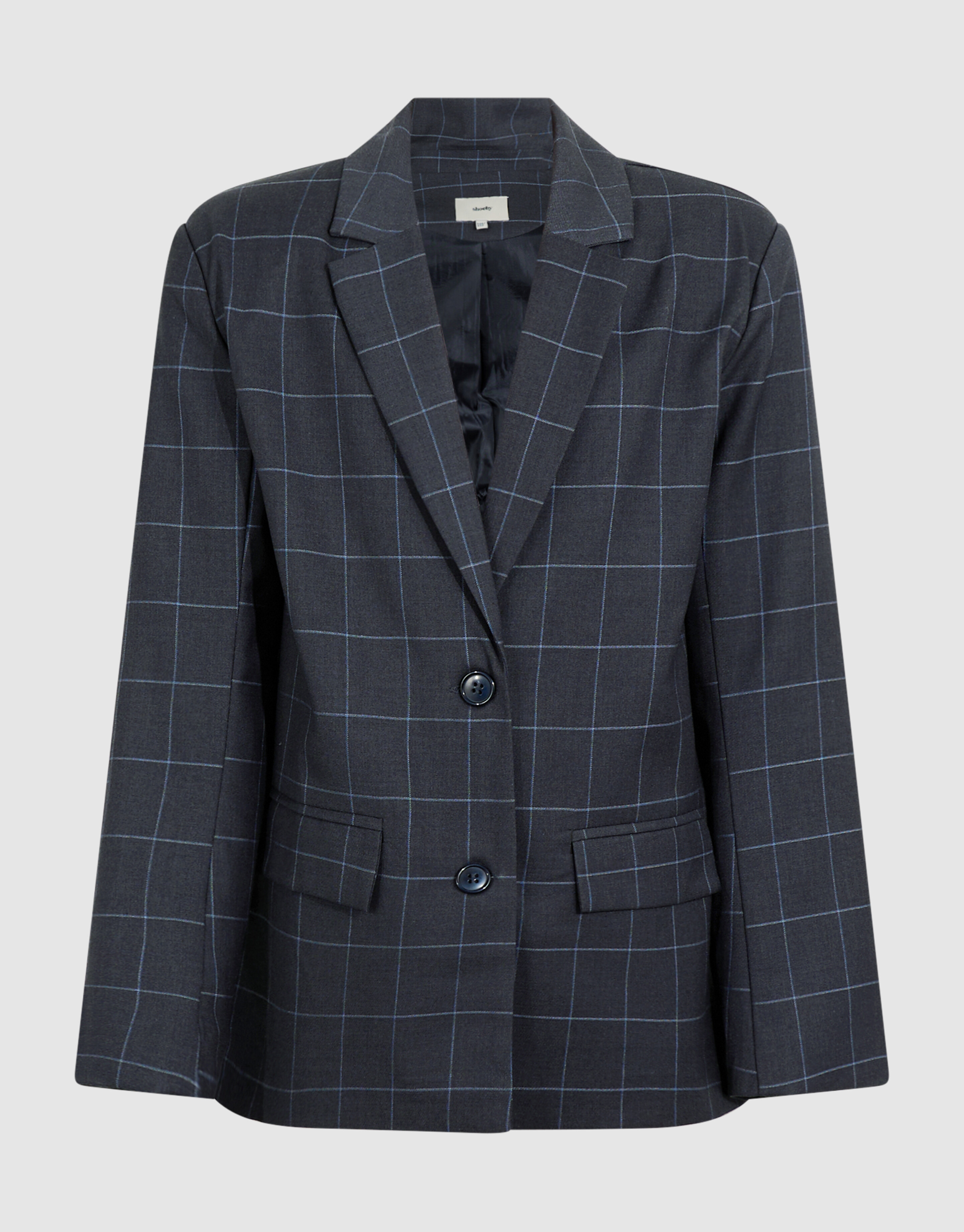 Relaxed Fit Ruiten Blazer Donkergrijs SHOEBY GIRLS