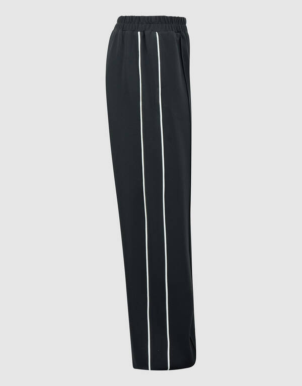 Piping Wide Leg Fit Broek Zwart SHOEBY GIRLS