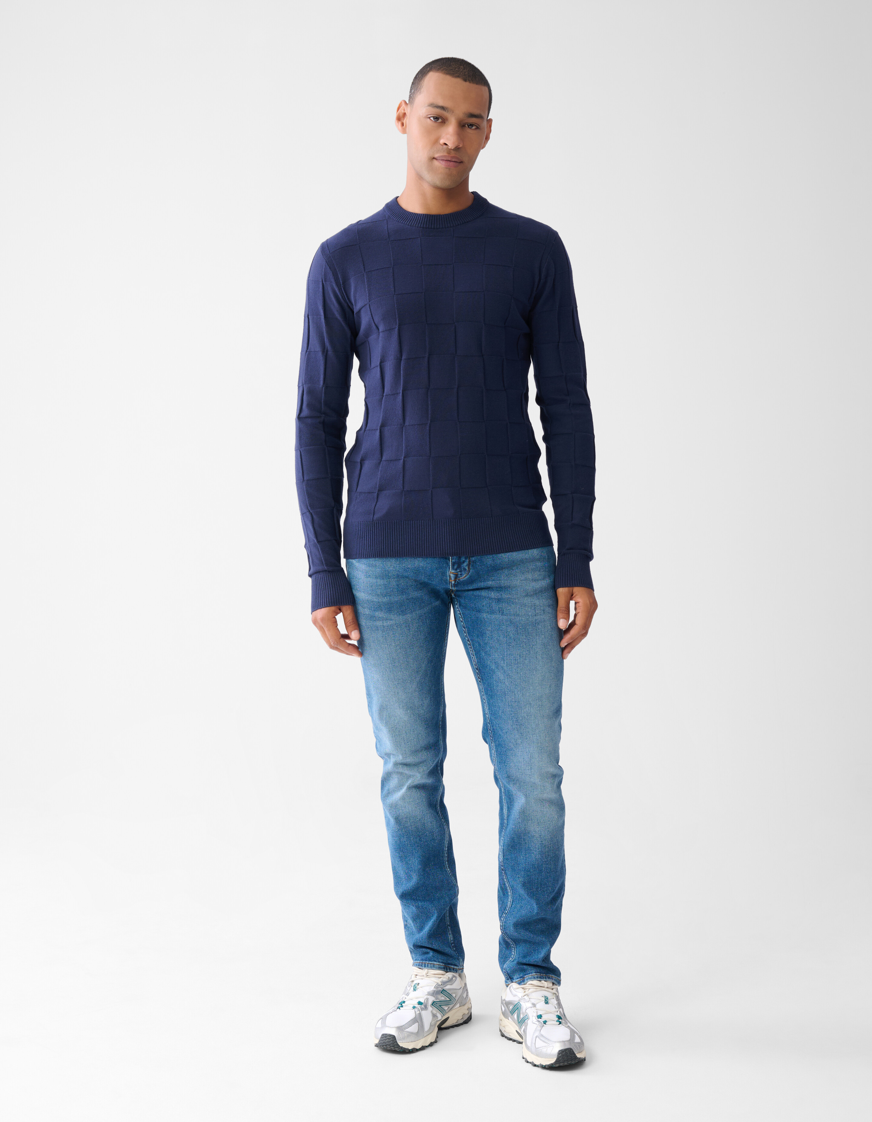 Structuur Trui Donkerblauw SHOEBY MEN