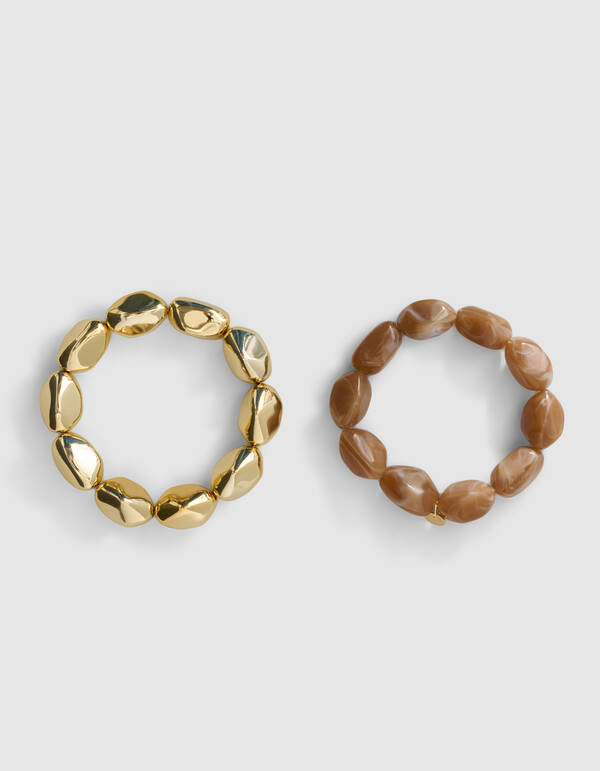 Beaded Armbanden Set Bruin/Goud SHOEBY ACCESSOIRES