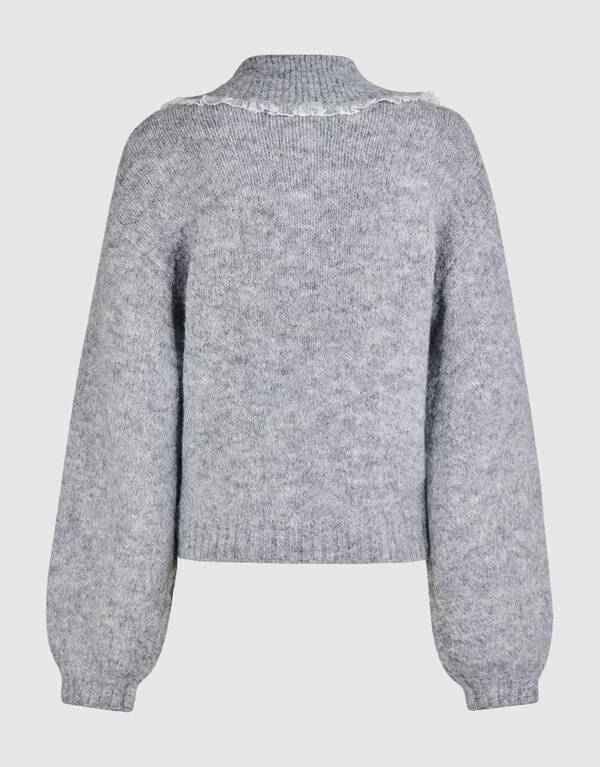 Collar Knit Trui Lichtgrijs SHOEBY WOMEN