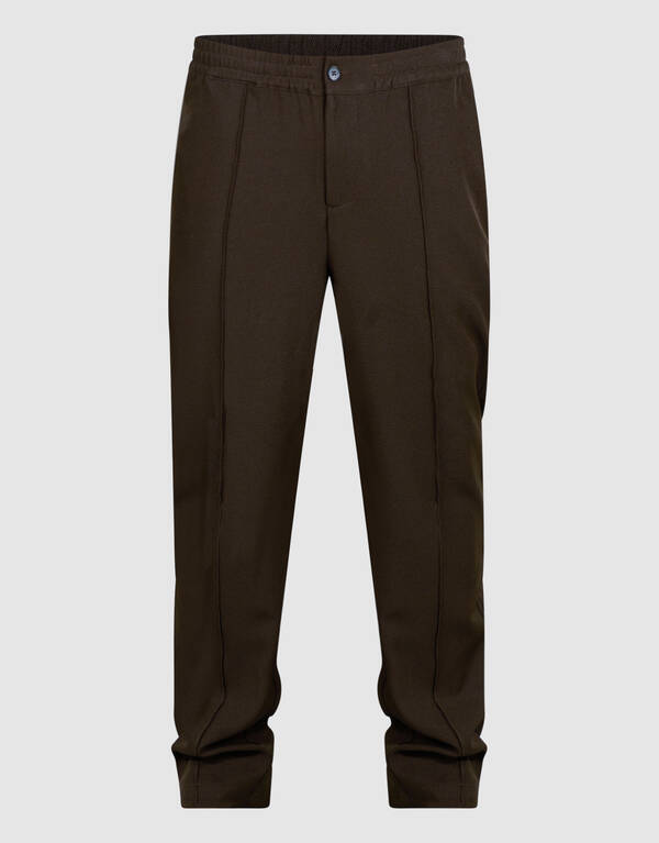 Twill Pintuck Broek Donkerbruin SHOEBY MEN