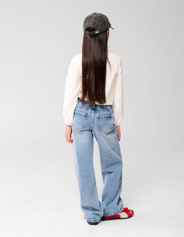 Parel Wide Leg Fit Jeans Blauw SHOEBY GIRLS