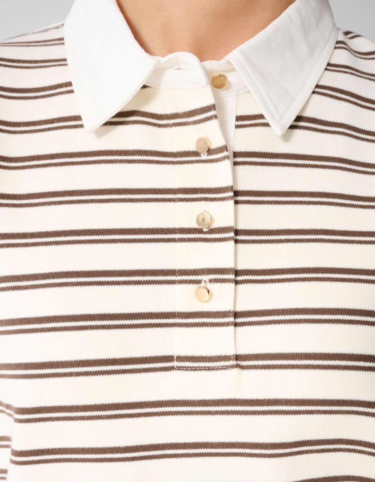Oversized Stripe Short Sleeve Polo Bruin SHOEBY WOMEN