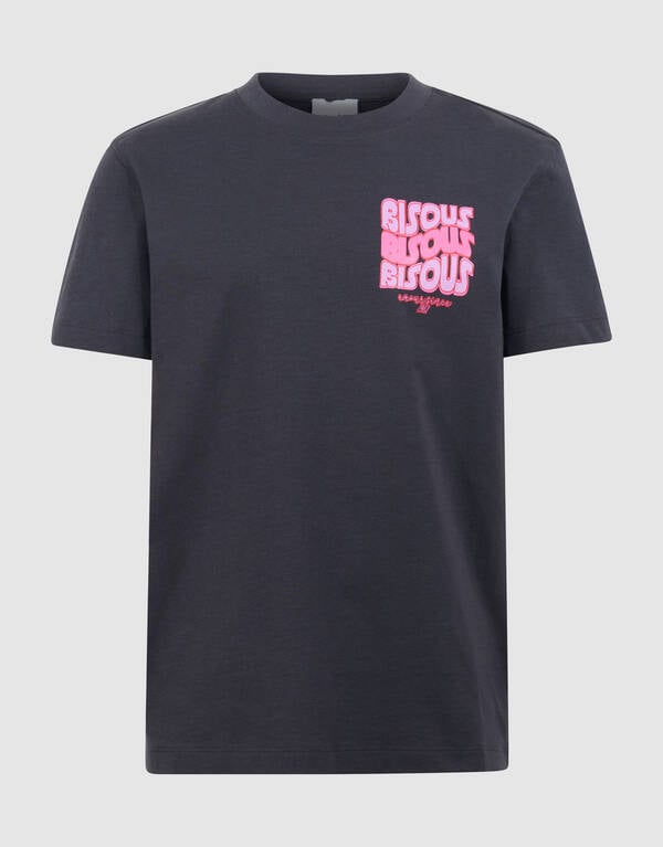 Bisous Glitter Artwork T-shirt Donkergrijs SHOEBY GIRLS