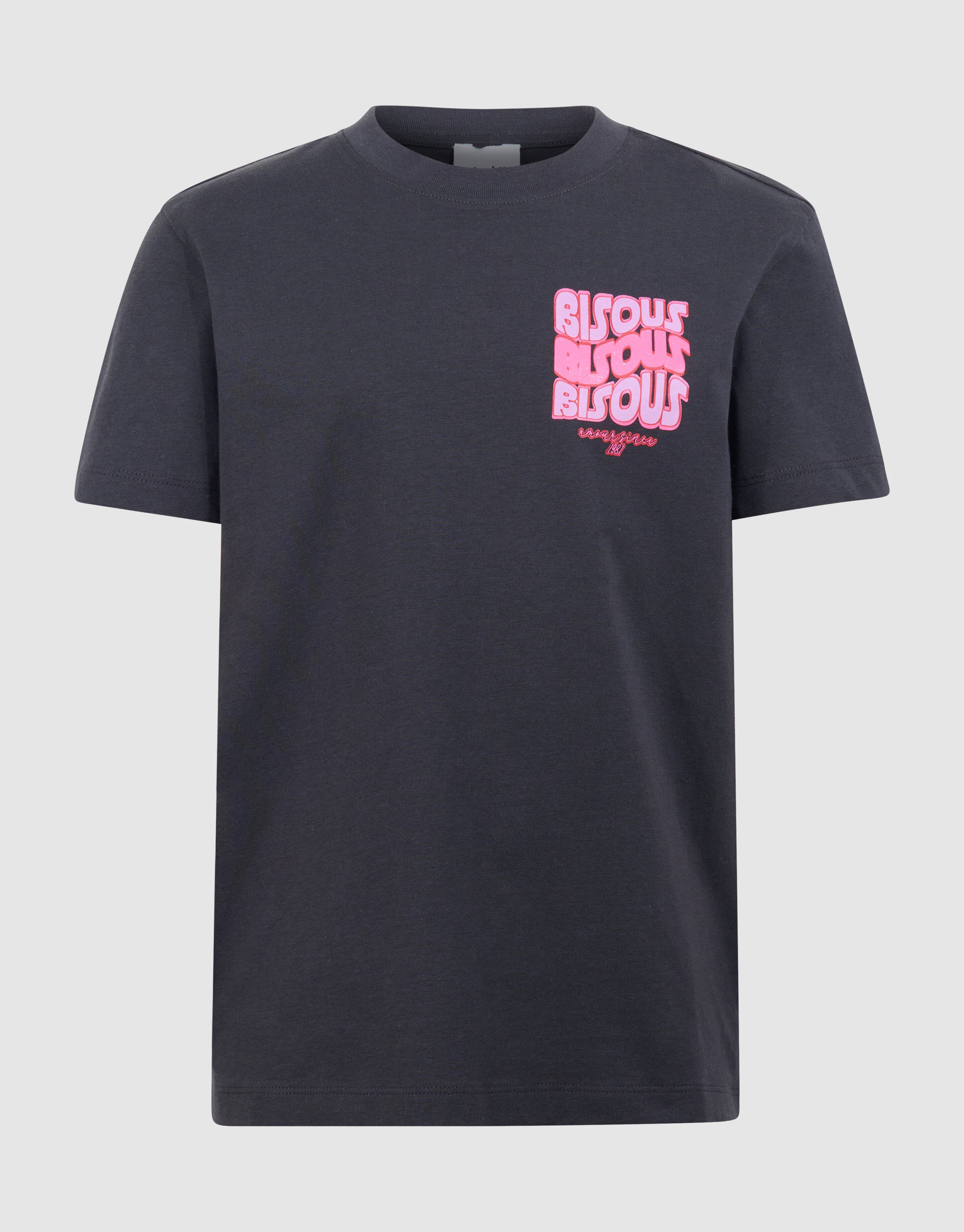 Bisous Glitter Artwork T-shirt Donkergrijs SHOEBY GIRLS