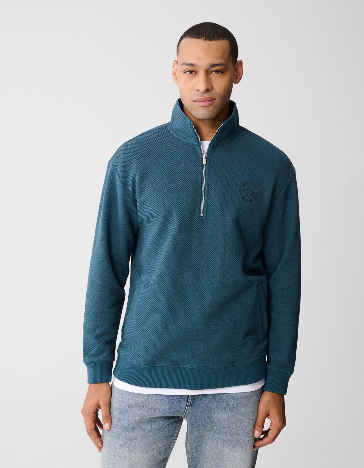 Half Zip Sweater Donkergroen SHOEBY MEN