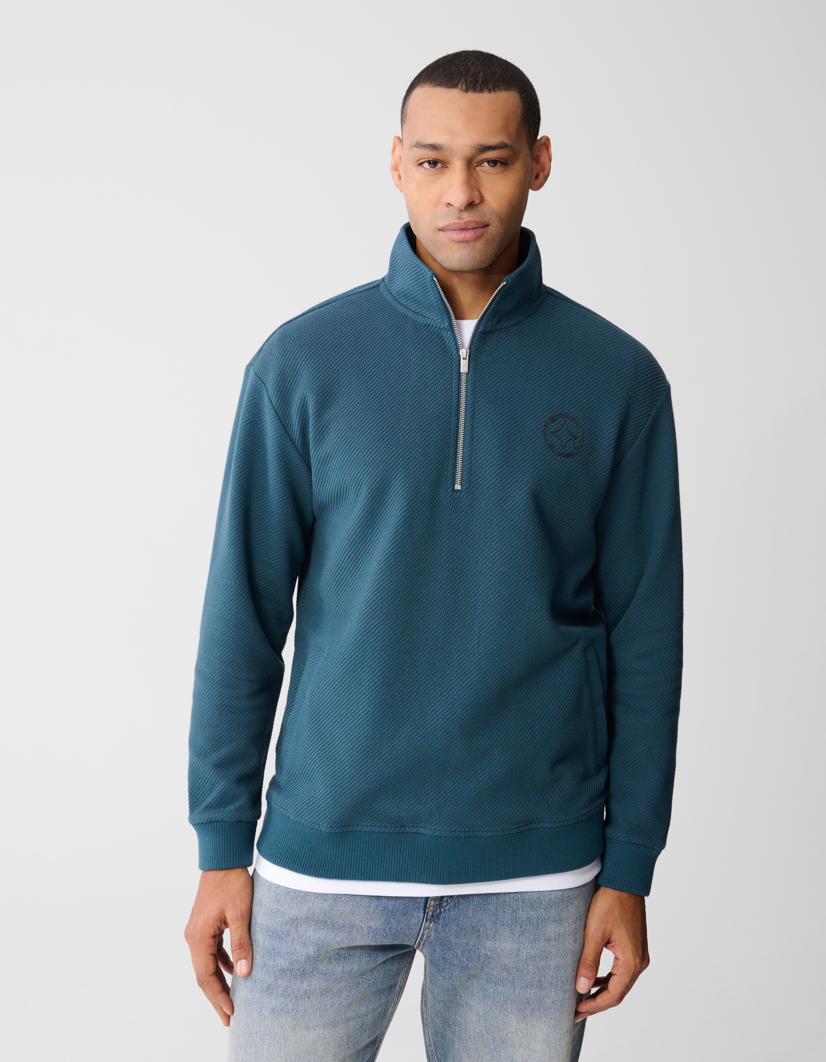 Half Zip Sweater Donkergroen SHOEBY MEN