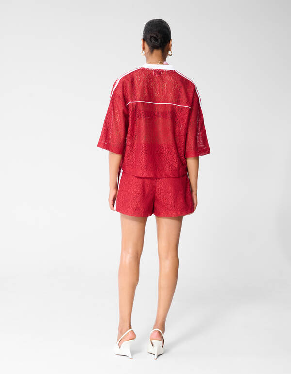 Sporty Kanten T-shirt Rood SHOEBY WOMEN
