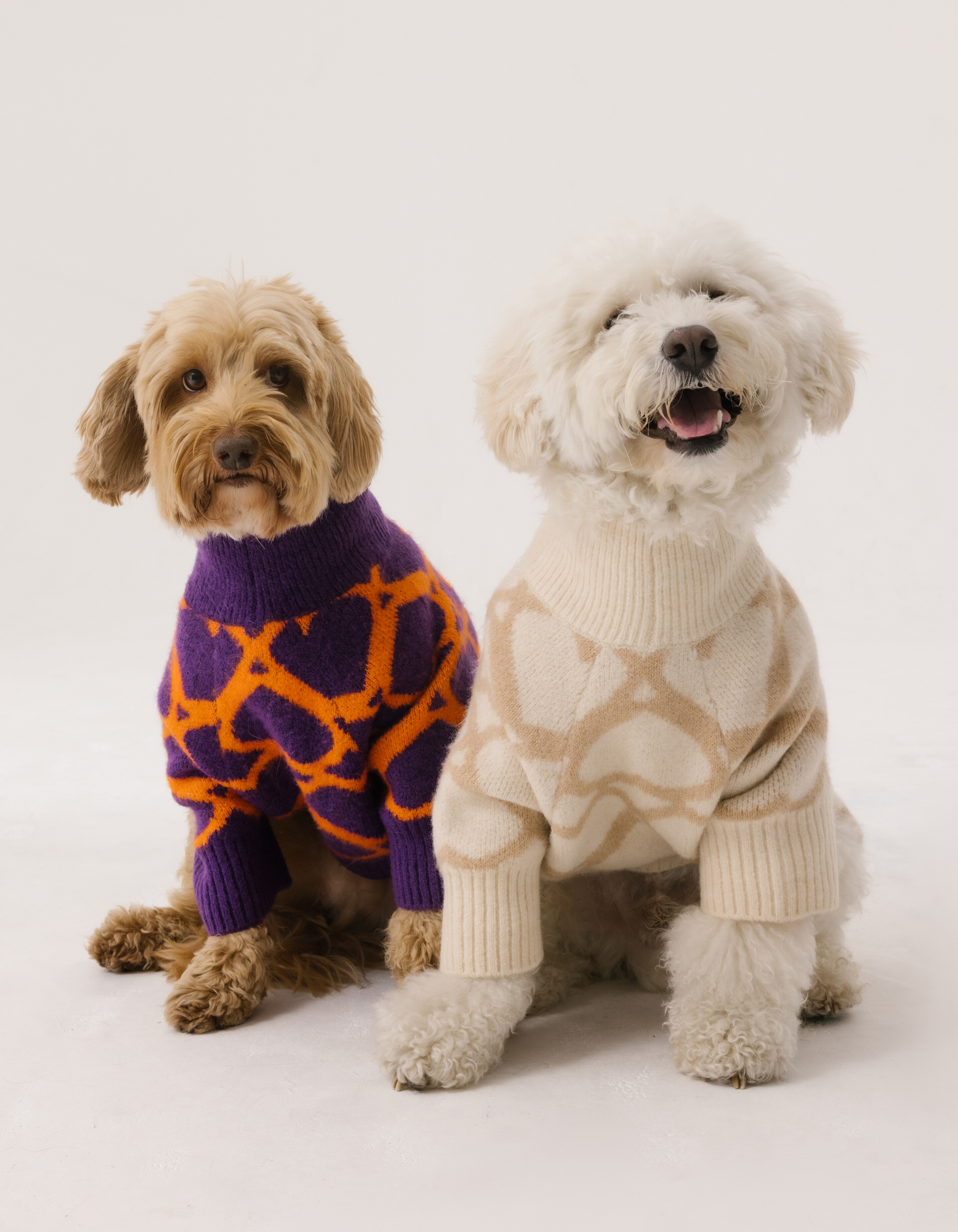 Heart Printed Honden Trui Gebroken Wit SHOEBY ACCESSOIRES