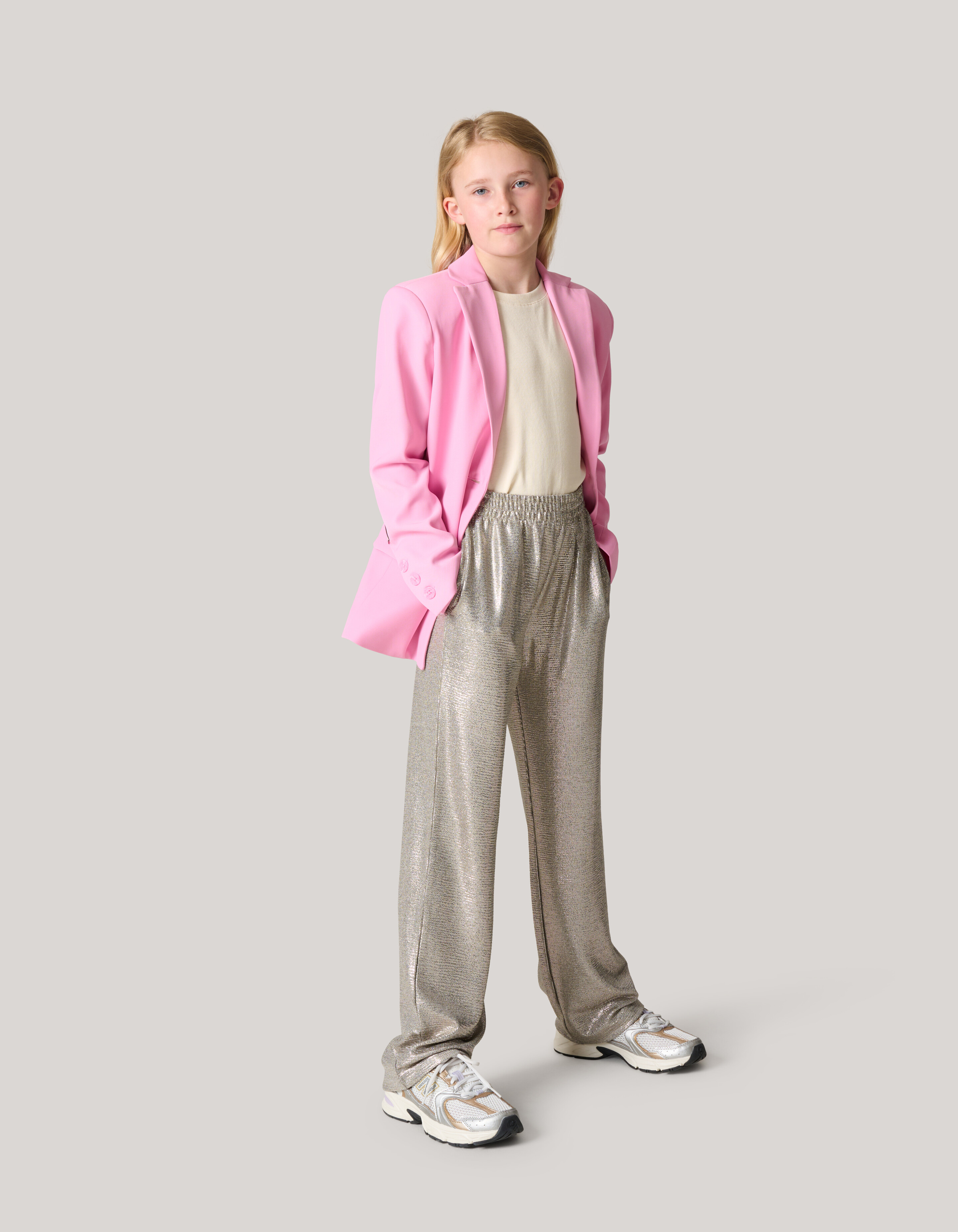 Metallic Wide Leg Broek Zilver SHOEBY GIRLS