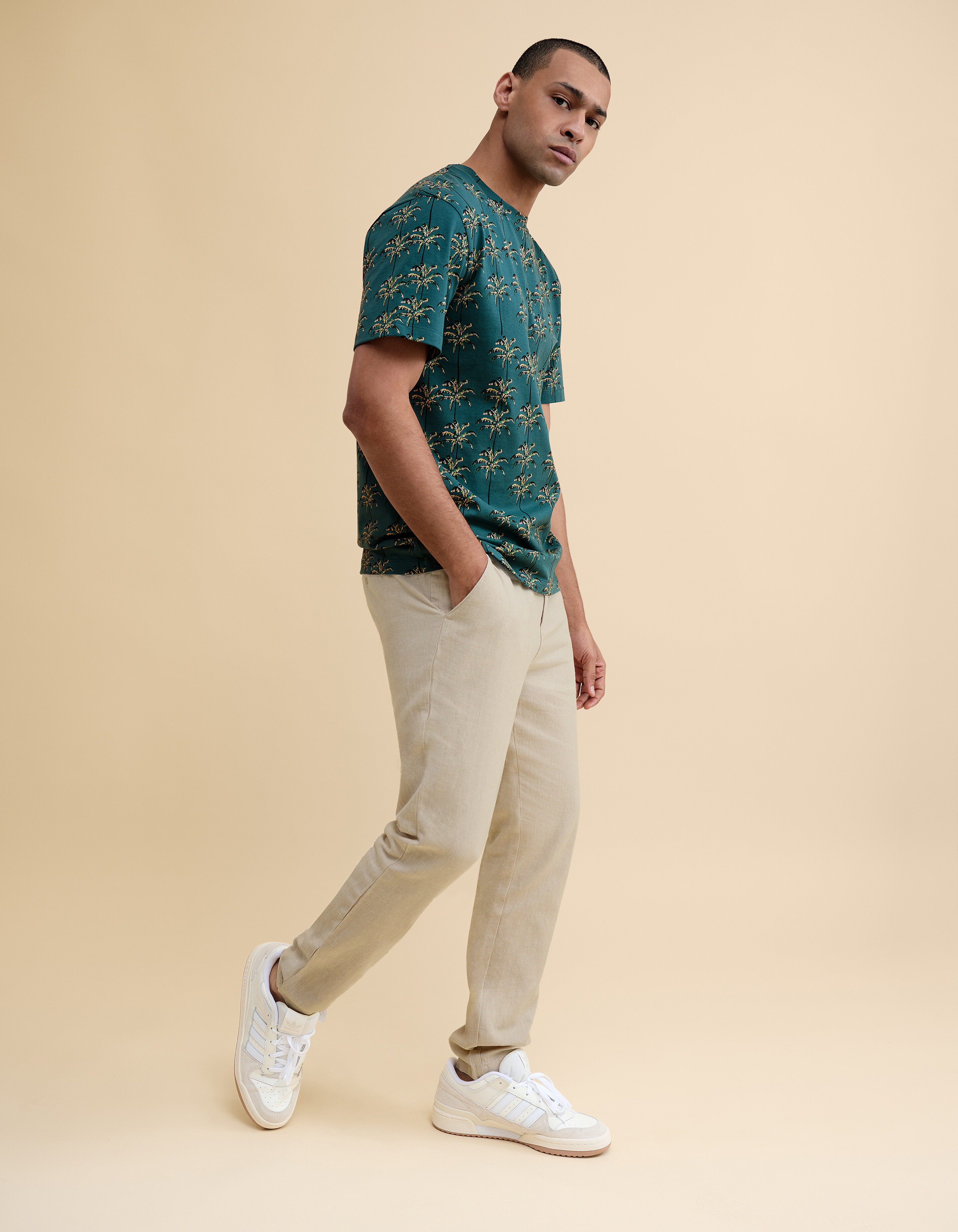 Printed T-shirt Turquoise SHOEBY MEN