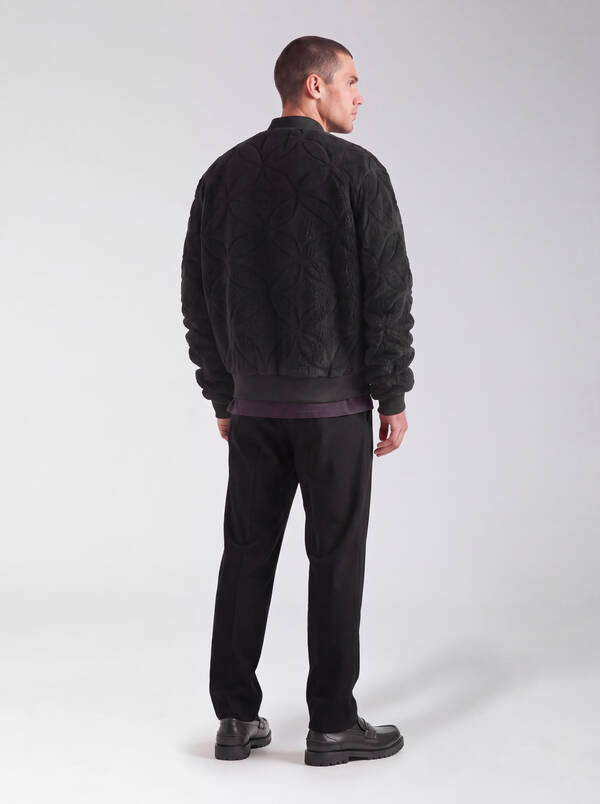 Teddy Jacquard Bomber Jack Donkergrijs SHOEBY MEN